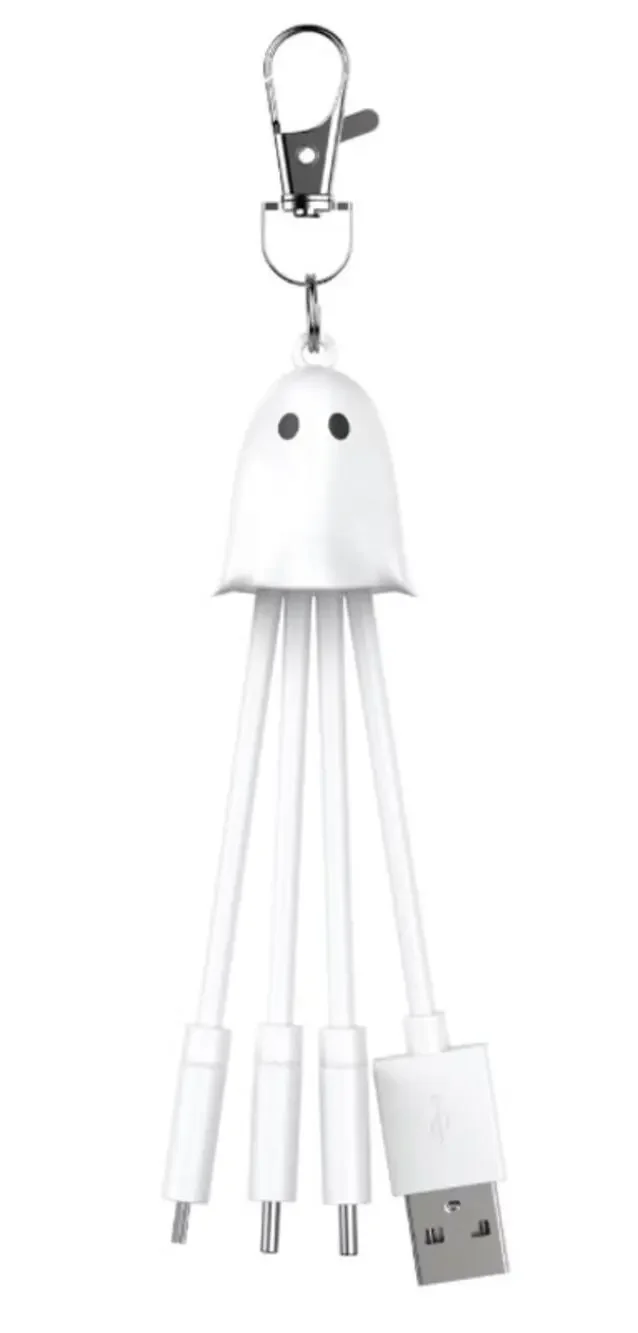 GEMS Figural Keychain Charger Cable Ghost Halloween NEW